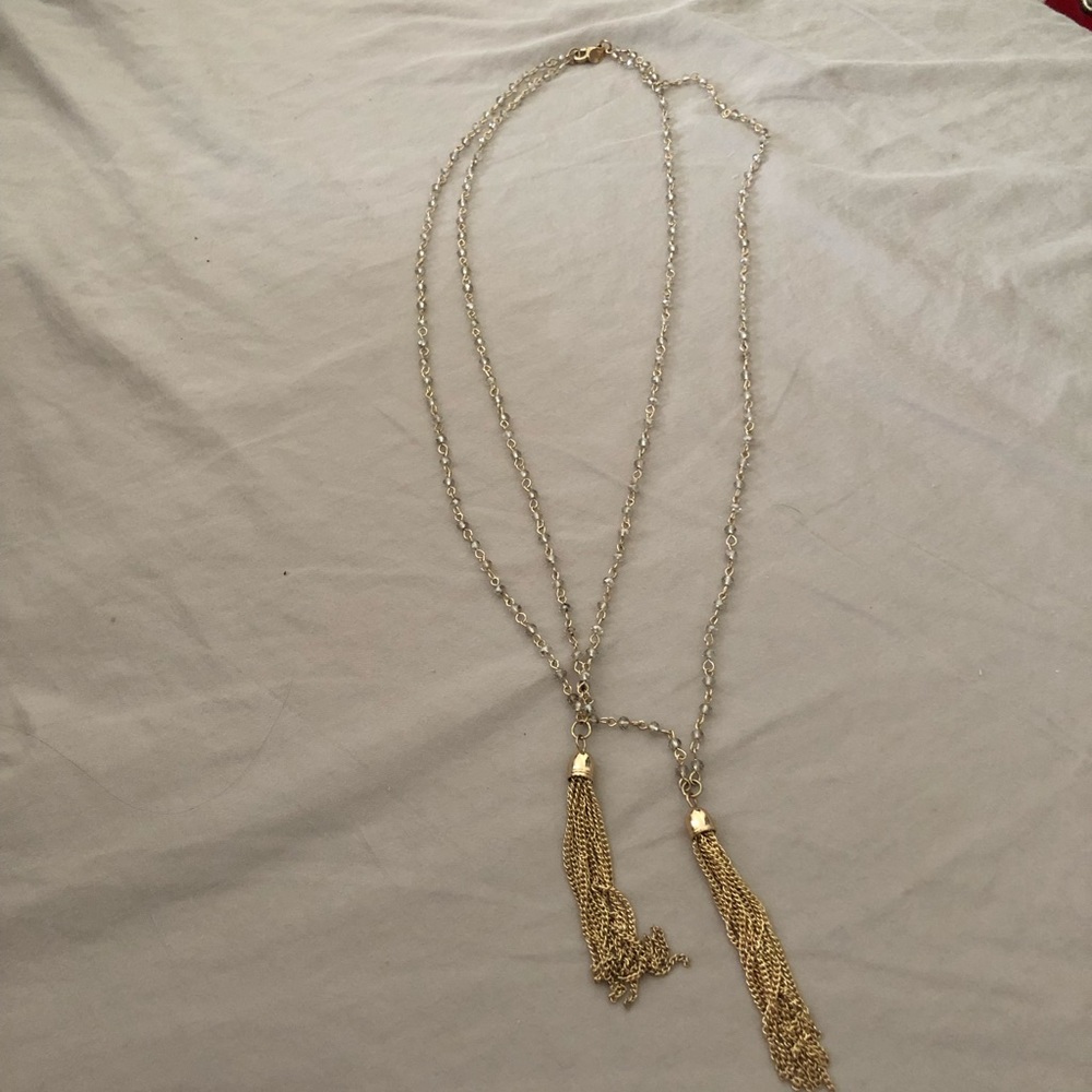 Express beaded tassel necklace